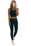 Blue Black/Sky Blue/Blue Crop Yoga Bra and High Waist Leggings Sports Wear LC261330-5