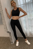 Black Black/Sky Blue/Blue Crop Yoga Bra and High Waist Leggings Sports Wear LC261330-2