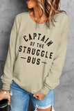 LC25313408-16-S, LC25313408-16-M, LC25313408-16-L, LC25313408-16-XL, LC25313408-16-2XL, Khaki Captain Of The Struggle Bus Graphic Sweatshirt