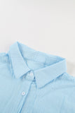 Light Blue Cap Sleeve Button Down Shirt