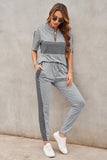 Women's Plaid Short Sleeve T shirt And Track Pants