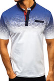 Men's Gradient Color Short Sleeve Henley T-shirt