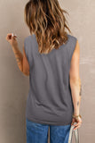 Gray Printed Cut Out Distressed Workout Tank
