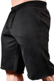 MC73436-2-S, MC73436-2-M, MC73436-2-L, MC73436-2-XL, MC73436-2-2XL, Black Solid Pockets Drawstring High Waist Men's Casual Shorts