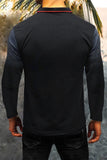 MC252420-2-S, MC252420-2-M, MC252420-2-L, MC252420-2-XL, MC252420-2-2XL, Black Men Slim Fit Long Sleeve Casual Comfortable Personality Lapel T-shirt