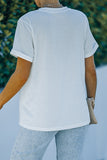 White Rainbow Heart Print Vintage Short Sleeve T Shirt