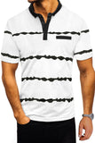 Men's Wave Striped Casual Short Sleeve Polo Shirts