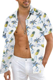 Men's Pineapple Button Up Hawaiian Short Sleeve Shirt