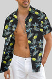 MC255552-2-S, MC255552-2-M, MC255552-2-L, MC255552-2-XL, MC255552-2-2XL, Black Men's Hawaiian Printed Short Sleeve Shirt