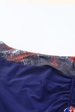LC413521-5-S, LC413521-5-M, LC413521-5-L, LC413521-5-XL, LC413521-5-2XL, Blue American Flag Print Side Shirring Sleeveless Tankini