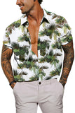 MC255551-1-S, MC255551-1-M, MC255551-1-L, MC255551-1-XL, MC255551-1-2XL, White Men Short Sleeve Casual Hawaiian Shirt