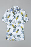 MC255552-1-S, MC255552-1-M, MC255552-1-L, MC255552-1-XL, MC255552-1-2XL, White Men's Hawaiian Printed Short Sleeve Shirt