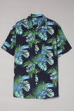 MC255551-2-S, MC255551-2-M, MC255551-2-L, MC255551-2-XL, MC255551-2-2XL, Black Men Short Sleeve Casual Hawaiian Shirt