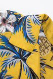 MC255546-7-S, MC255546-7-M, MC255546-7-L, MC255546-7-XL, MC255546-7-2XL, Yellow Hibiscus Print Hawaiian Short Sleeve Men's Shirt