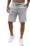 Men Solid Pockets Drawstring High Waist Casual Shorts