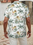 MC255546-1-S, MC255546-1-M, MC255546-1-L, MC255546-1-XL, MC255546-1-2XL, White Hibiscus Print Hawaiian Short Sleeve Men's Shirt