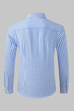 MC255631-19-S, MC255631-19-M, MC255631-19-L, MC255631-19-XL, MC255631-19-2XL, Men's Casual Striped Button Down Shirts Long Sleeve Slim Fit Dress Shirts Untucked Shirts