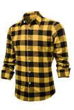 MC255148-7-S, MC255148-7-M, MC255148-7-L, MC255148-7-XL, MC255148-7-2XL, Yellow Men Button Front Gingham Shirt
