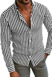 Men's Striped Slim Fit Long Sleeve Casual Button Down Dress Shirt
