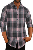 MC255159-2-S, MC255159-2-M, MC255159-2-L, MC255159-2-XL, MC255159-2-2XL, Black Plaid Pocketed Men's Buttoned Shirt