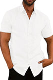 MC255643-1-S, MC255643-1-M, MC255643-1-L, MC255643-1-XL, MC255643-1-2XL, MC255643-1-3XL, White Button Down Shirt Short Sleeve  Shirt