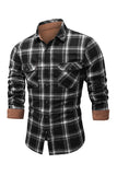 MC255635-2-S, MC255635-2-M, MC255635-2-L, MC255635-2-XL, MC255635-2-2XL, MC255635-2-XS, Black Men's Button Down Regular Fit Long Sleeve Plaid Flannel Casual Shirts