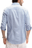 MC255631-5019-S, MC255631-5019-M, MC255631-5019-L, MC255631-5019-XL, MC255631-5019-2XL, Men's Casual Striped Button Down Shirts Long Sleeve Slim Fit Dress Shirts Untucked Shirts