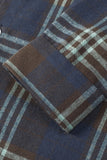 MC255159-5-S, MC255159-5-M, MC255159-5-L, MC255159-5-XL, MC255159-5-2XL, Blue Plaid Pocketed Men's Buttoned Shirt