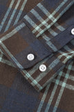 MC255159-5-S, MC255159-5-M, MC255159-5-L, MC255159-5-XL, MC255159-5-2XL, Blue Plaid Pocketed Men's Buttoned Shirt