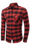 MC255633-3-S, MC255633-3-M, MC255633-3-L, MC255633-3-XL, MC255633-3-2XL, MC255633-3-XS, Red Men's Button Down Regular Fit Long Sleeve Plaid Flannel Casual Shirts