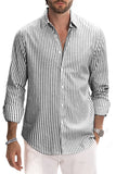 Men's Casual Striped Button Down Shirts Long Sleeve Slim Fit Dress Shirts Untucked Shirts
