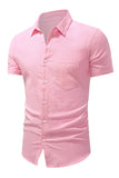 MC255643-10-S, MC255643-10-M, MC255643-10-L, MC255643-10-XL, MC255643-10-2XL, MC255643-10-3XL, Pink Button Down Shirt Short Sleeve  Shirt