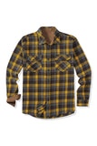 MC255635-7-S, MC255635-7-M, MC255635-7-L, MC255635-7-XL, MC255635-7-2XL, MC255635-7-XS, Yellow Men's Button Down Regular Fit Long Sleeve Plaid Flannel Casual Shirts