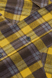 MC255635-7-S, MC255635-7-M, MC255635-7-L, MC255635-7-XL, MC255635-7-2XL, MC255635-7-XS, Yellow Men's Button Down Regular Fit Long Sleeve Plaid Flannel Casual Shirts