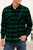 MC255633-9-S, MC255633-9-M, MC255633-9-L, MC255633-9-XL, MC255633-9-2XL, MC255633-9-XS, Green Men's Button Down Regular Fit Long Sleeve Plaid Flannel Casual Shirts