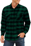 MC255633-9-S, MC255633-9-M, MC255633-9-L, MC255633-9-XL, MC255633-9-2XL, MC255633-9-XS, Green Men's Button Down Regular Fit Long Sleeve Plaid Flannel Casual Shirts