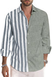 Men's Striped Patchwork Shirt Short Sleeved Color Block Summer Beach Shirt