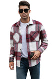 Men's Buffalo Plaid Print Long Sleeve Fleece Shirt