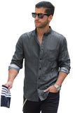 Men's Long Sleeve Button Down Denim Jacket with Pocket