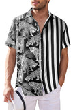 Men's Stripes Color Block Hawaiian Casual Shirt