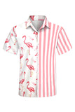 MC255640-10-S, MC255640-10-M, MC255640-10-L, MC255640-10-XL, MC255640-10-2XL, Pink Men's Hawaiian Casual Shirt