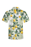 MC255548-1-S, MC255548-1-M, MC255548-1-L, MC255548-1-XL, MC255548-1-2XL, White Mens Lemon Print Short Sleeve Hawaiian Shirt
