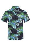 MC255551-2-S, MC255551-2-M, MC255551-2-L, MC255551-2-XL, MC255551-2-2XL, Black Men Short Sleeve Casual Hawaiian Shirt