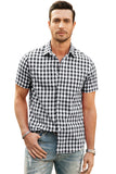 Men's Plaid Short Sleeve Shirt Lapel Collar Button Down Shirt