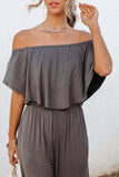 Gray Wide Leg Jumpsuit with Pockets