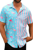 MC255640-4-S, MC255640-4-M, MC255640-4-L, MC255640-4-XL, MC255640-4-2XL, Sky Blue Men's Hawaiian Casual Shirt