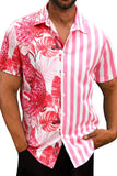 MC255640-6-S, MC255640-6-M, MC255640-6-L, MC255640-6-XL, MC255640-6-2XL, Rose Men's Hawaiian Casual Shirt