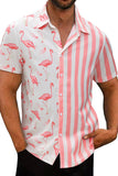 MC255640-10-S, MC255640-10-M, MC255640-10-L, MC255640-10-XL, MC255640-10-2XL, Pink Men's Hawaiian Casual Shirt