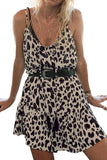 Cheetah Print Thin Straps Flowy Wrap Mini Dress