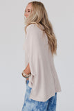 LC25121156-18-S, LC25121156-18-M, LC25121156-18-L, LC25121156-18-XL, Apricot Ribbed Knit Batwing Sleeve Tunic Oversized T Shirt